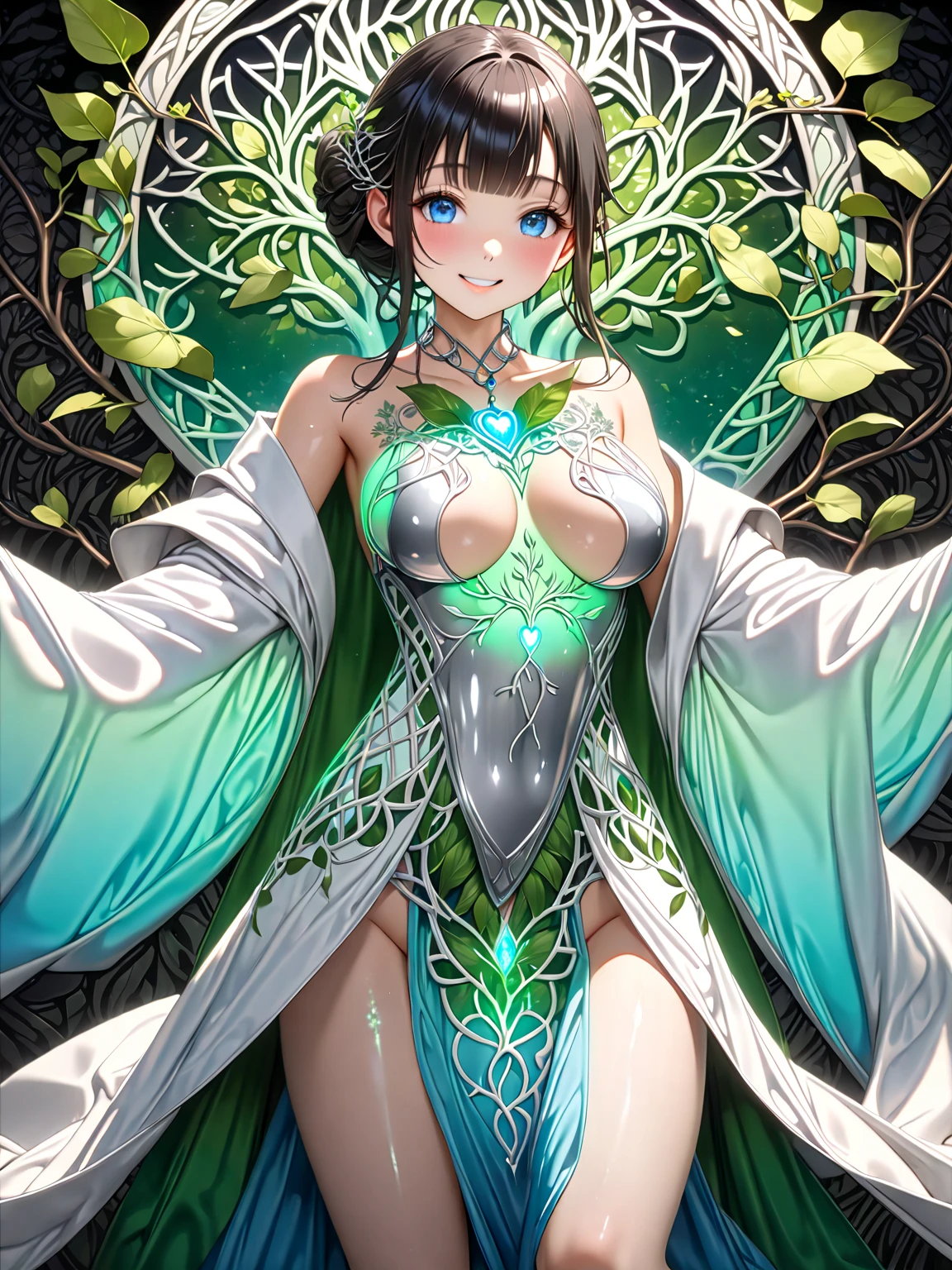 ((anime artstyle)),(Masterpiece),(Best Quality), (Super Detail),((Very Delicate and Beautiful)),Focus on character,Dynamic Angle,Looking at viewer,((Solo)),standing,((full body)),((one fairy tale princess in gorgeous ballgown with voluminous skirt)),detailed face and eyes,fairy wings,jewel-like eyes,((Very Long voluminous Hair)),gorgeous embroidery and lace,See-through,ornate ruffles,(Gorgeous jewelry ornaments),luxury hair ornament,luxury tiara with jewels,(gigantic breasts,Long breasts),(outdoor,fairy tale forest),fairy tale atmosphere,jeweled ballgown,full body,((gorgeous ballgown with voluminous skirt)),