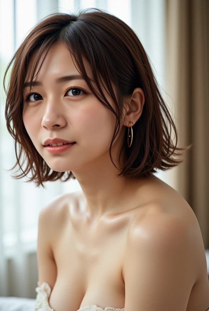 (See-through silk mini dress, No bra, The shape of the nipples is visible, Spread your legs a little:1.5),

((Age 25, Sexy body&#39;s beautiful staff, Sexy body, Naughty older sister, She flashes her breasts at me and tempts me, Looking forward:1.4)),
((Small breasts, Flat Chest:1.2)),

((I love you?, I want to kiss you?, I want to fuck you?, cheat with me?:1.2)),
((Where are you touching? You&#39;re so naughty.！,Your dick is getting hard,You were thinking about something naughty:1.2)),

((Naughty brothel, Complete darkness, No light:1.4)), 
((Just me and my girlfriend, She takes a shower naked, The steam makes it hard to see her body., I kiss her, It feels so good to be kissed by her plump lips, I touch her boobs, Her breasts are incredibly soft and beautiful, I gently lick her nipples, She is looking down shyly, The expression on her face when she feels it is so cute :1.3)),

Eye focus, Narrow shoulders, Beautiful clavicle, Long, slender legs, The back of the hand is beautiful and feminine, 
Slender figure, A soft belly, Thin waist, 
Ultra detailed face, Ultra detailed breasts, Ultra-detailed skin, Fair skin, Glossy Skin, 

Ultra-detailed lips, Fuller lips, Glossy pink lips, Flushed Cheeks, White teeth, 
Beautiful actress&#39;s languid make-up, Pink lipstick, 
Dark Brown Hair, Delicate soft hair, 
(Put your hair up, Fluffy Short Bob:1.2), (Sweep your bangs to the side:1.2), 
(Stylish looking earrings,necklace:1.2), 
