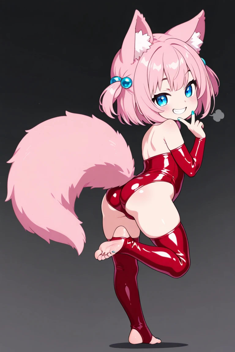 furry girl, cat, red hair, bangs, long ponytail, medium breasts, blue eyes, ((red vest, open clothes, yellow bikini, purple skirt, princess crown)), high quality, detailed body, detailed eyes, detailed face, masterpiece, glistening body, detailed body fur, best quality, two tone body, pink fur, clear pink fur, perfect lighting, perfect shadows, perfect eyes, perfect hair, perfect face, gorgeous body, aeghao, tongue out, full body, feets whit three toes, (wink, one eye closed), strip club, striptease, unclothing, semi nude, pole, dynamic angle,
