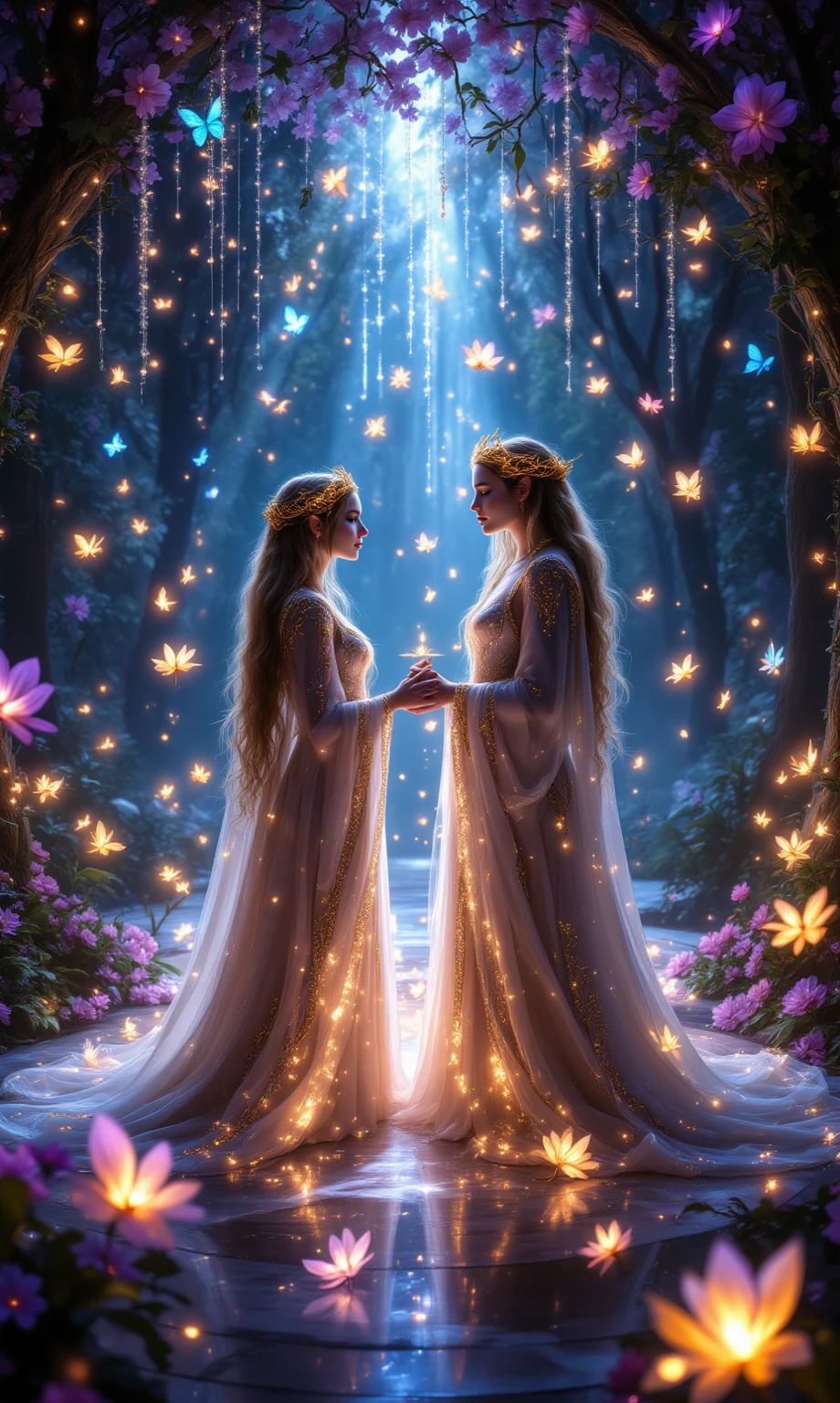 Two girls bewitched by a lady 