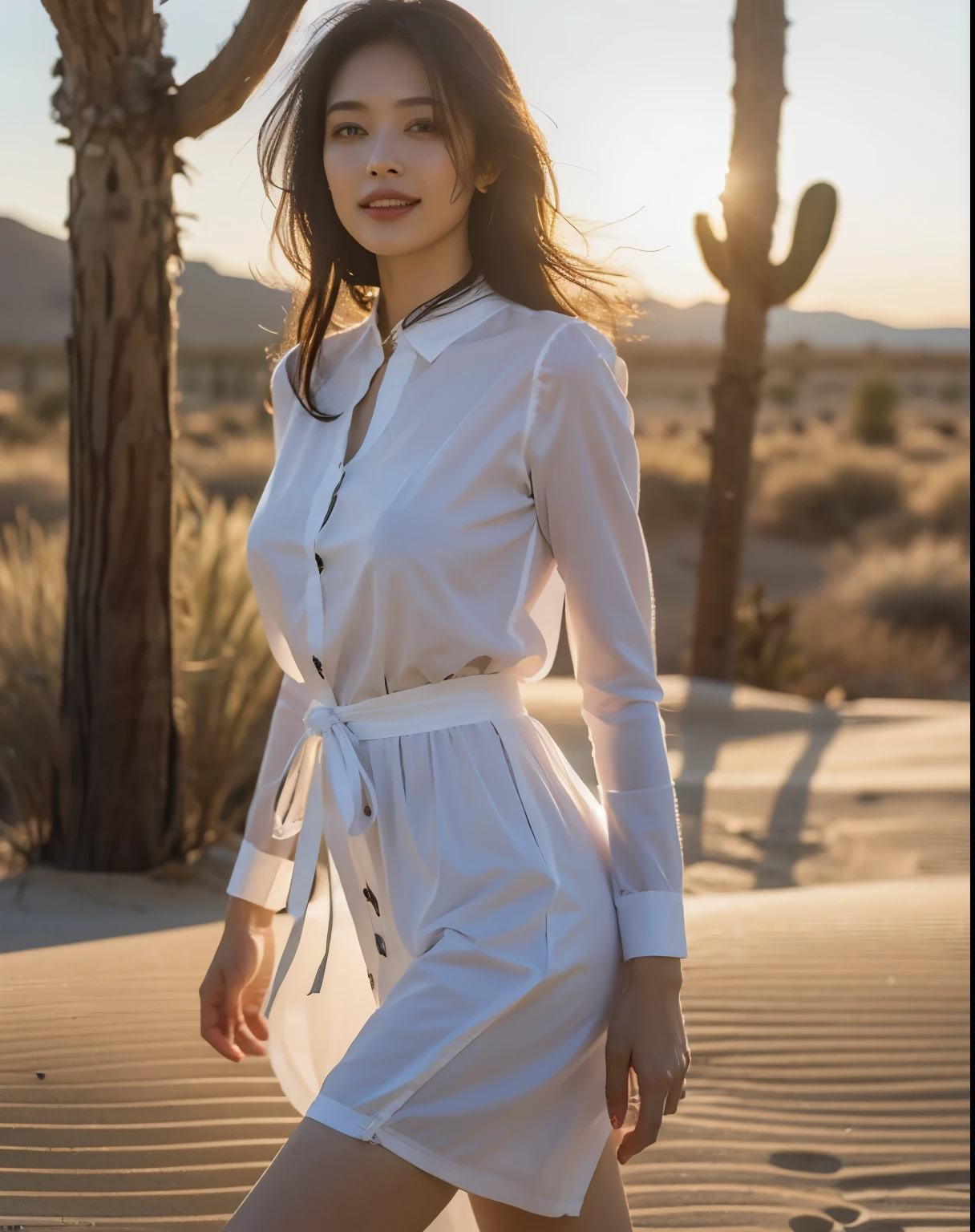 beautiful脚, stockings, ultra details, masterpiece, Highest Quality, beautiful, details, alone, charming smile, Sexy Lips , one girl, Brown Eyes in the Bedroom, Silver Hair, sexy pose, Big Breasts, low hair ring, widens legs, stylish hair , abaya, Beautiful woman standing in the desert, dessert
