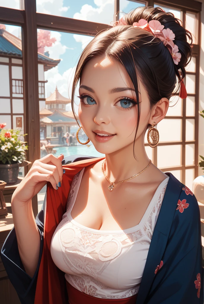 Lana rhoades, portrait, geisha, smiling