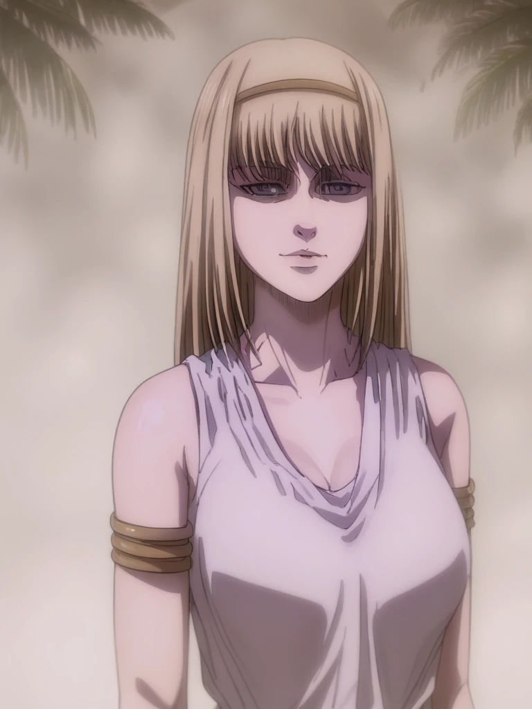 Simple White Background, white shirt,collarbone, cleavage, bare shoulders, <lora:Ymir_Fritz_AOT-KK77-V1:0.8>, armbands, blue eyes, blonde hair,bangs,Long_hair,hairband, (nipples), wet clothes, transparent clothes, see through clothes, ((bellybuttom)), slim girl, abs, negative stomach, 1 girl, 20 yo,female,Beautiful Finger,Beautiful body, Beautiful Nose,Beautiful character design, perfect eyes, perfect face,expressive eyes,perfect balance, looking at viewer,(Focus on her face),closed mouth, official art,extremely detailed CG unity 8k wallpaper, perfect lighting,Colorful, Bright_Front_face_Lighting,White skin, (masterpiece:1.0),(best_quality:1.0), ultra high res,4K,ultra-detailed, photography, 8K, HDR, highres, absurdres:1.2, Kodak portra 400, film grain, blurry background, bokeh:1.2, lens flare, (vibrant_color:1.2),professional photograph, (Beautiful,large_Breasts), (beautiful_face:1.5),