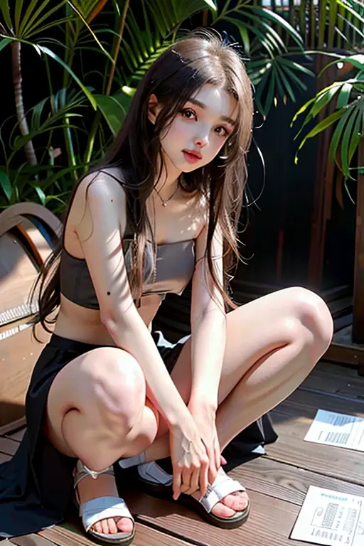 girl with、Girl in swimsuit、Girl in underwear、The whole body is shown、anorexia、Skinny、Both hands are in the picture.、Open legs、opening legs、