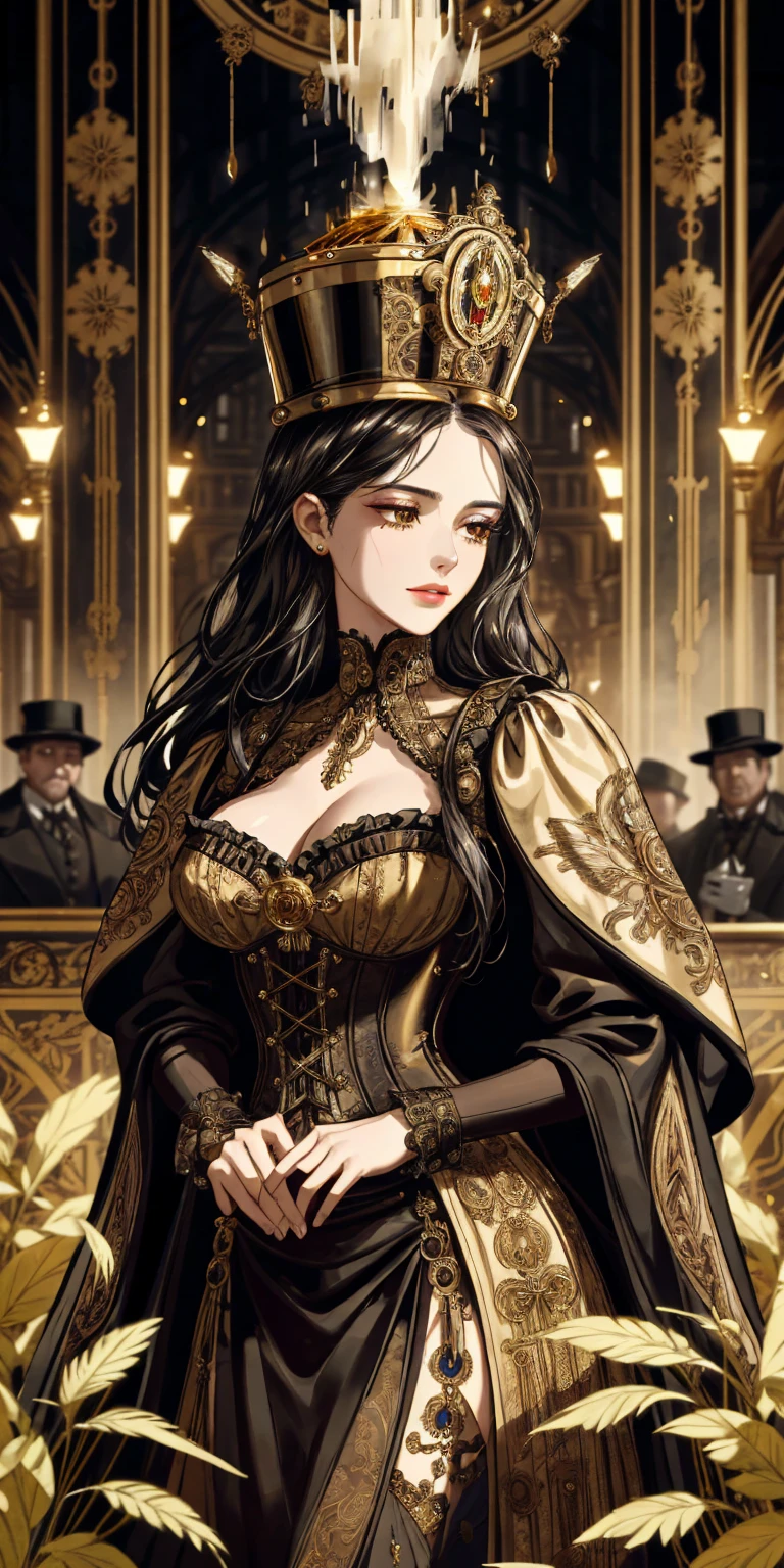 photo of (( lady)), wearing elegant dress steampunk items, modern day in Paris , intricate, elegant, highly detailed, digital painting, artstation, concept art, smooth, sharp focus, illu0.8ation, art by artgerm and greg rutkowski and alphonse mucha