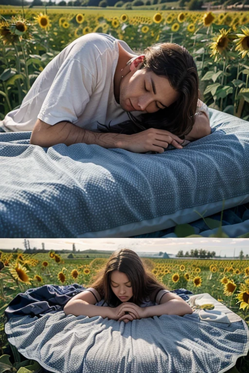 Araffe woman lying on a blanket with a man who is kissing her., lying on the grass, lying on his back, thrown on the floor, lying on the grass, in a grass field, lying on her back, Tyler Edlin and Natasha Tan, Roberto Ferri and Ruan Jia, Lying in the field, thrown on the floor, 😭🤮 💔, tez blanca, attractive eyes, blue eyes 
