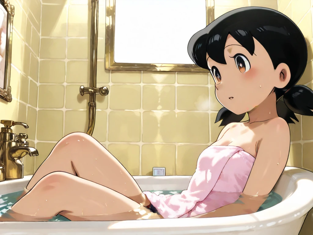 1girls, masterpiece, highest quality, disorganized, retro artstyle, 1980s \(style\)))), look viewer, (((full nude))), (Madoka Ayukawa, long hair, full nude), (((fll nude))), knee shot, full blush, (((no Panties))),, Take a look here, (((nsfw))), view audience, short hair, 2girls, nsfw, Genitals are visible, (((See here))), nsfw, (Japanese girl showing off genitals:1.1), look viewer, from below, (((a girl is naked, from the knees up))), Taking a bath,