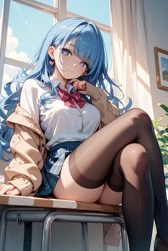 (Masterpiece, best quality 1.2), euladef, solo, blue hair, blue tie, purple eyes, sea of stars, reflection, looking at the audience, beautiful, torned clothes, black stockings, torned stockings, ripped stockings, high heels, beautiful (detailed eyes, detailed face 1.3), sitting on a chair, chair, legs open, M word leg open, masturbation, masturbation, hands on the crotch, lewdness, (kinky water: 1.7), crotch kinky water, squirting, (condom: 1.8) (nsfw1.1)
