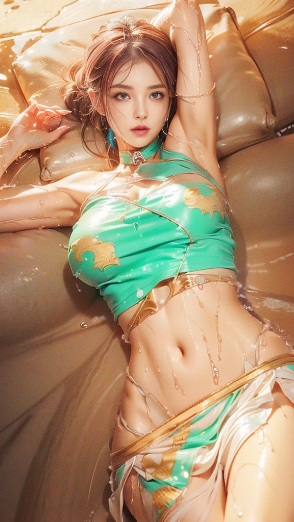 (Perfect Body 1.5), (Huge Breasts 1.5), (Huge Cleavage 1.5), (Exposed Breasts), (Sheer Underwear), Breasts Larger Than Torso, Crazy Bloated Breasts, Ill-fitting Clothes, Snow-White Skin, Style Art Germ, Extremely Detailed Art Germ, IG Model, (Best Quality), Ultra Detailed, Ultra Realistic, Octane Renderer, High Dynamic Range, (HDR), 32K Resolution, Super Resolution, Megapixels, Tyndall Effect, Lens Vires, Shadows, backlight, depth of field, natural lighting, hard focus, film grain, mirror hologram, ray tracing,