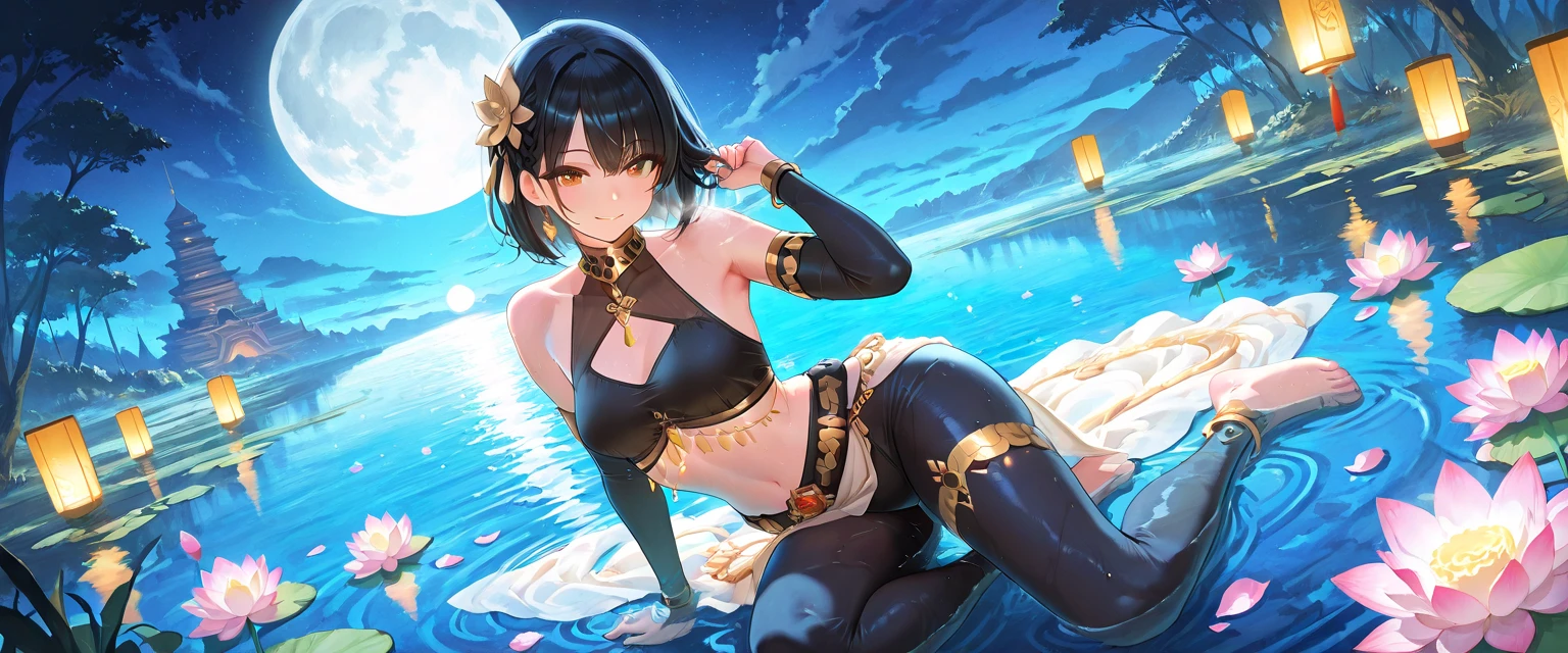 fantasy world, estilo isekai de anime, zona de comercio en la playa, estilo pixel art