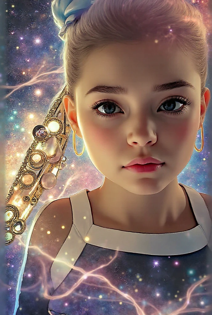 a close-up of a blonde child girl, com uma moeda com uma estrela, metal album cover, arte detalhada da capa,