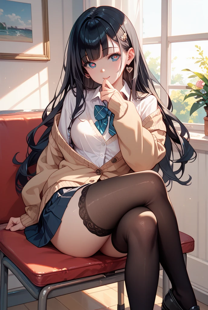 ((masterpiece, Highest quality, High resolution, 超High resolution, Pixel Perfect, Written boundary depth, 4K, RTTX 10.0, Human Development Report))), 1 girl, single, alone, beauty、View the whole body、 ((Long Hair, Short Liuhai, Reddish brown hair)), ((blue eyes, Beautiful eyelashes, Realistic eyes)), ((Detailed face, blush:1.2)), ((Smooth texture:0.75, Vibrant质感:0.65, Vibrant:1.1, Anime CG style)), Medium chest, Perfect body, smile, attractive way to sit, Brewing tea in a teapot, (The wind makes my hair flutter,Exposing shoulders、Expose the chest、black tights) , It snows heavily at night、(((Showing panties:1.3)))、((((M-shaped legs:1.4))))
、first class, masterpiece, High resolution, (Head to toe full body view), front, frontやや下からの構図, Symmetric, Tall 18 year old, alone, (Head to toe), (Small breasts), Unkempt brown hair, bangs, ((black tights)),( (Black Pantyhose)),(White luxury lingerie), (Sit with your legs apart), (Crouching pose), (白いShowing panties構図), (Her legs were spread、I see your white pants.), (I was made to sit on the floor with my legs spread...), ((((M-shaped legs)))), Thin legs, A very beautiful and tall 18 year old girl, (No shoes), blush, Shy big eyes, looking at the camera, (((Blazer Uniform, Checkered Pleated Skirt)))、Sit across from me、((Vulgarity)),