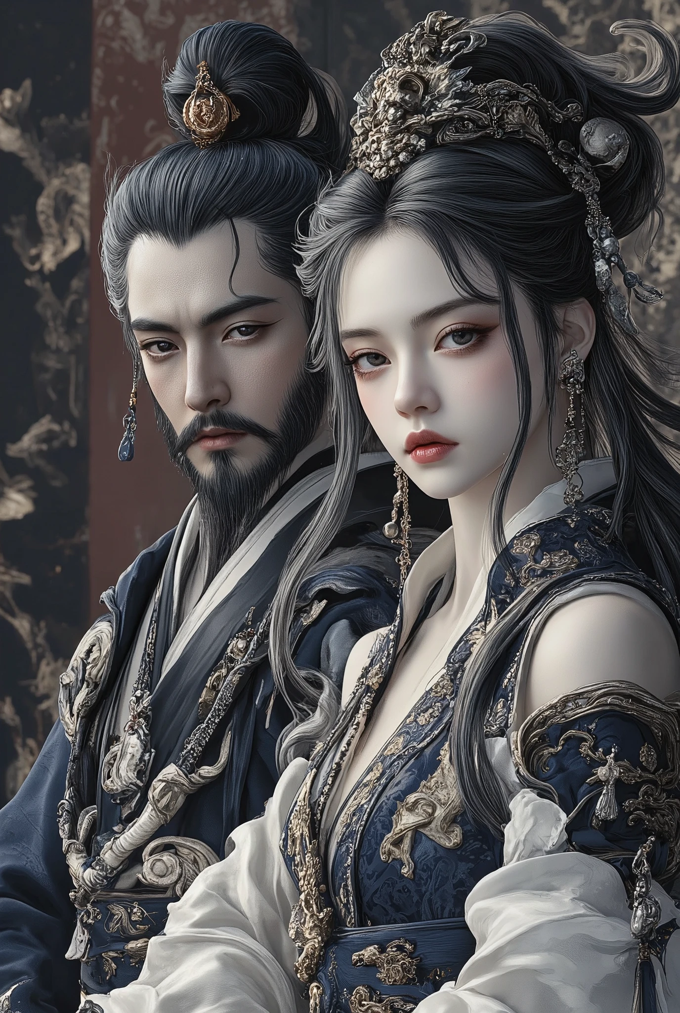 Highest Quality,Max Masterpiece,highest resolution,Photorealistic,Japanese men and women,king and queen,perfectionな比率,perfection,Highest Qualityのリアルな質感の肌,Highest Qualityのテクスチャの髪
