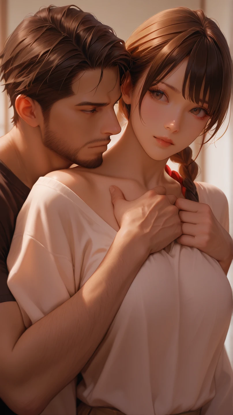 a woman round neck blouse and saree,big cheeks, swooping breasts, deep cleavage, angle face, round face,fair skin,open arms, sexy armpits,big penis, nipples, ass, necklace, ,(cinematic:1.3),araffe couple embracing in a field of tall grass, couple pose, lovely couple, couples portrait, jovana rikalo, couple portrait, man and woman, shot at golden hour, man and woman in love, sitting on one knee on the grass, romantic couple, in a field, in a grassy field, by Emma Andijewska