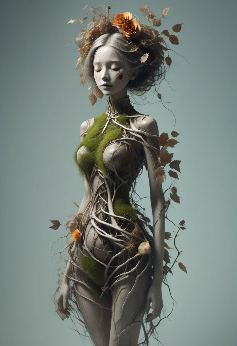 Girl made of dead plants，