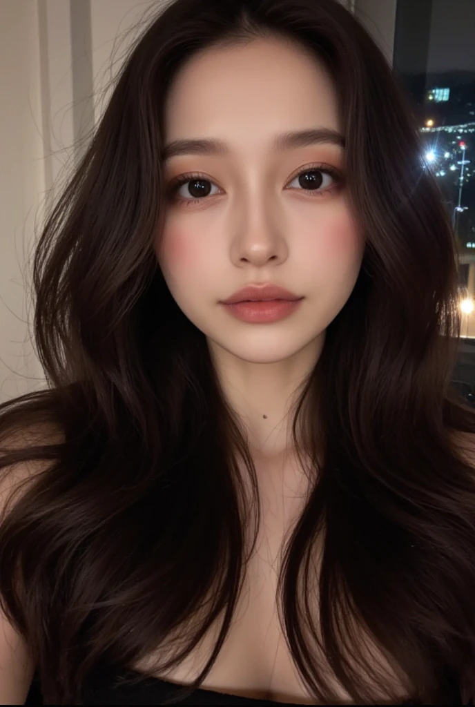 ((highest quality, 8k, masterpiece: 1.3)), 1 female, Japanese Mature,Sensual beauty: 1.3, (Hair style Brown hair Medium curly, big: 1.2), Red Nightwear: 1.1, Super slender face, Delicate eyes, double eyelid, Dimples,Mole, Home,Plump body,Cowboy shot from above,