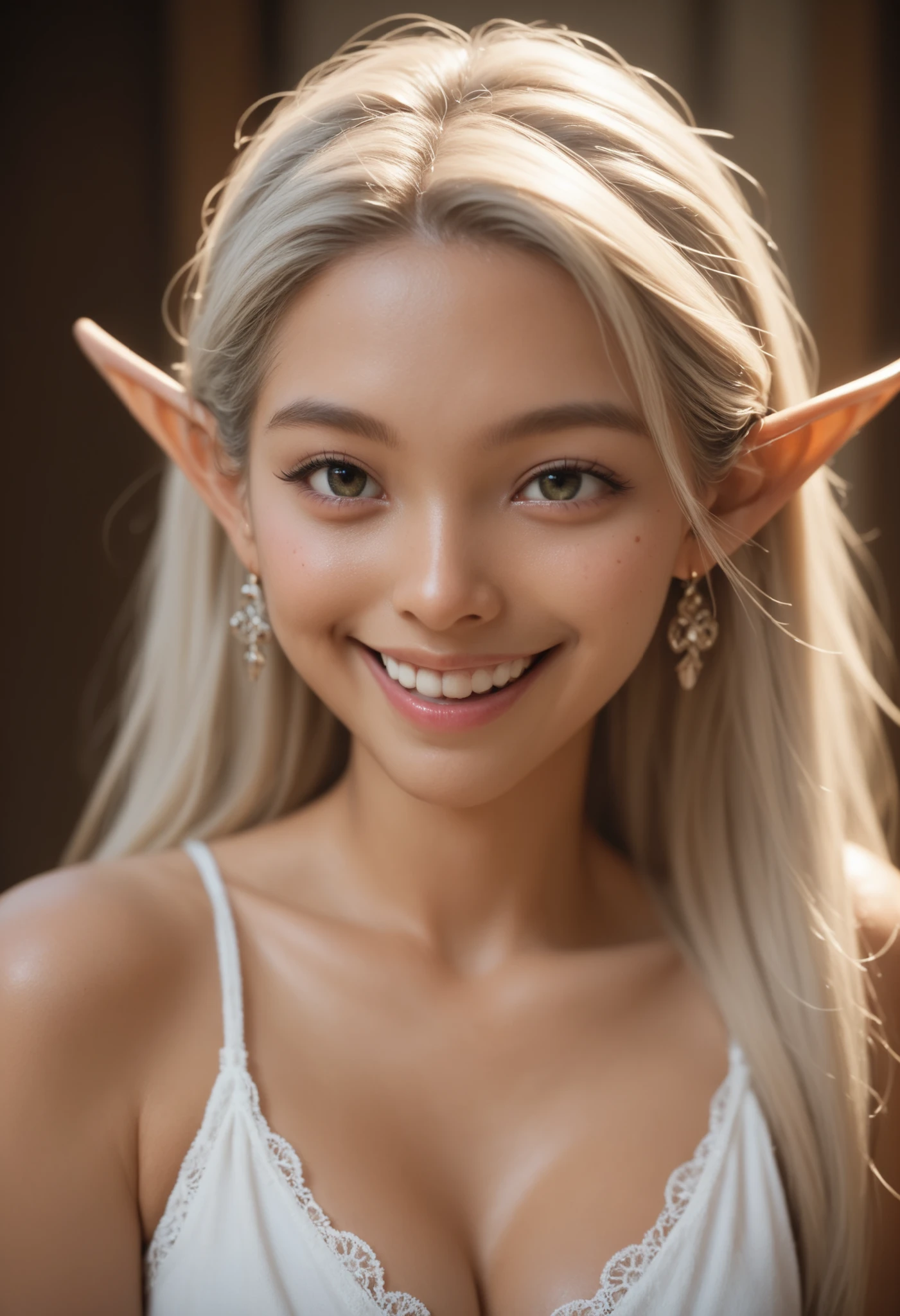 A sacred and enchanting dark elf, Fearless smile