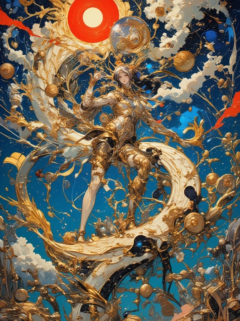 offcial art，统一 8k 壁纸，ultra - detailed，Beauty and aesthetics，tmasterpiece，best qualtiy，（Antique beauty），（s fractal art：1.3），1girl，The is very detailed，dynamic angle，cowboyshot，The most beautiful form of chaos，Elegant，Fauvist design，vivd colour，romanticism lain