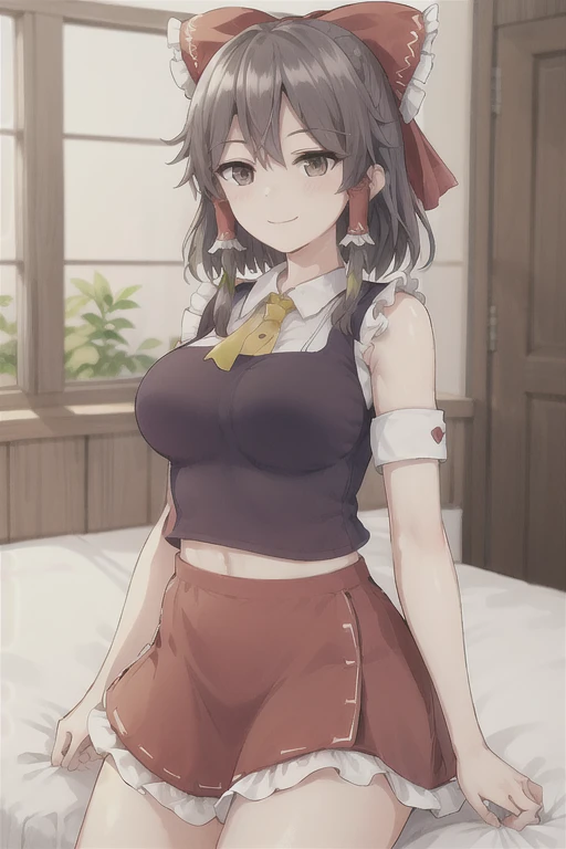 masterpiece,highest quality,High resolution,Super detailed,yes,Long Hair,Braiding,Twin tails,Hair between the eyes,Hair Ribbon,hair ornaments,Big Breasts,(Yellow off-the-shoulder pajamas:1.2),bed,Blushing and embarrassed smile,Pink Pants,No pants,Sigh,Sweat,Wet,Red Eyes.View from below,Trying to take off your pants,I'm looking around