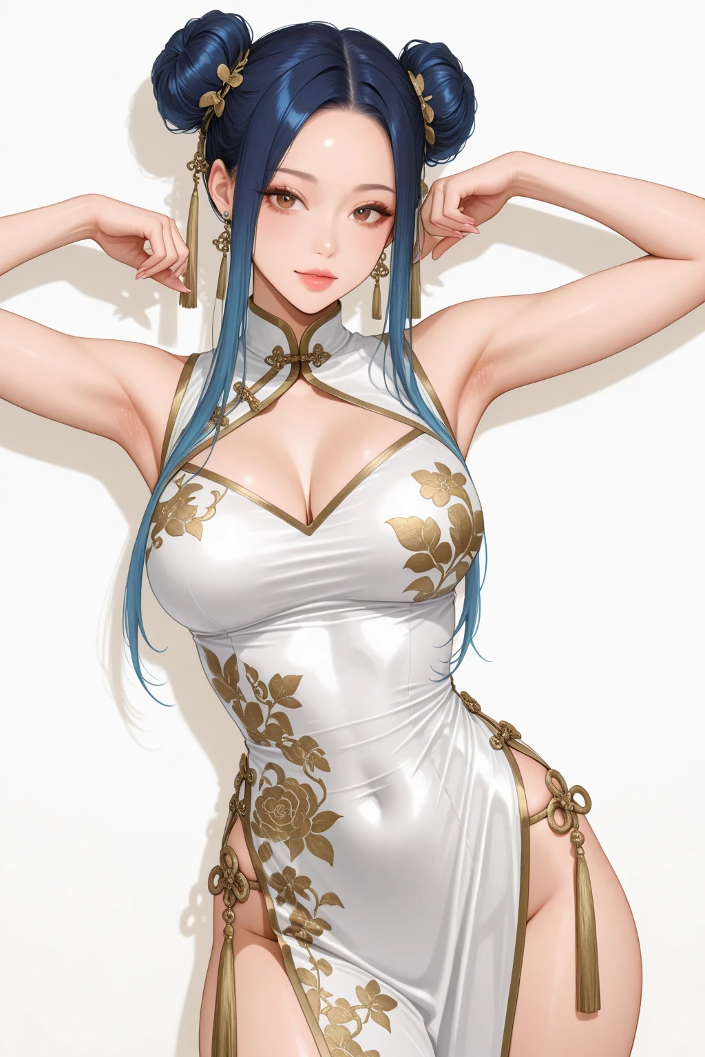 a close up of a woman in a blue dress holding a knife, realistic anime 3 d style, full body xianxia, trending on cgstation, smooth anime cg art, 3 d anime realistic, seductive anime girl, beautiful alluring anime woman, sha xi, artwork in the style of guweiz, anime goddess, guweiz, anime girl in real life