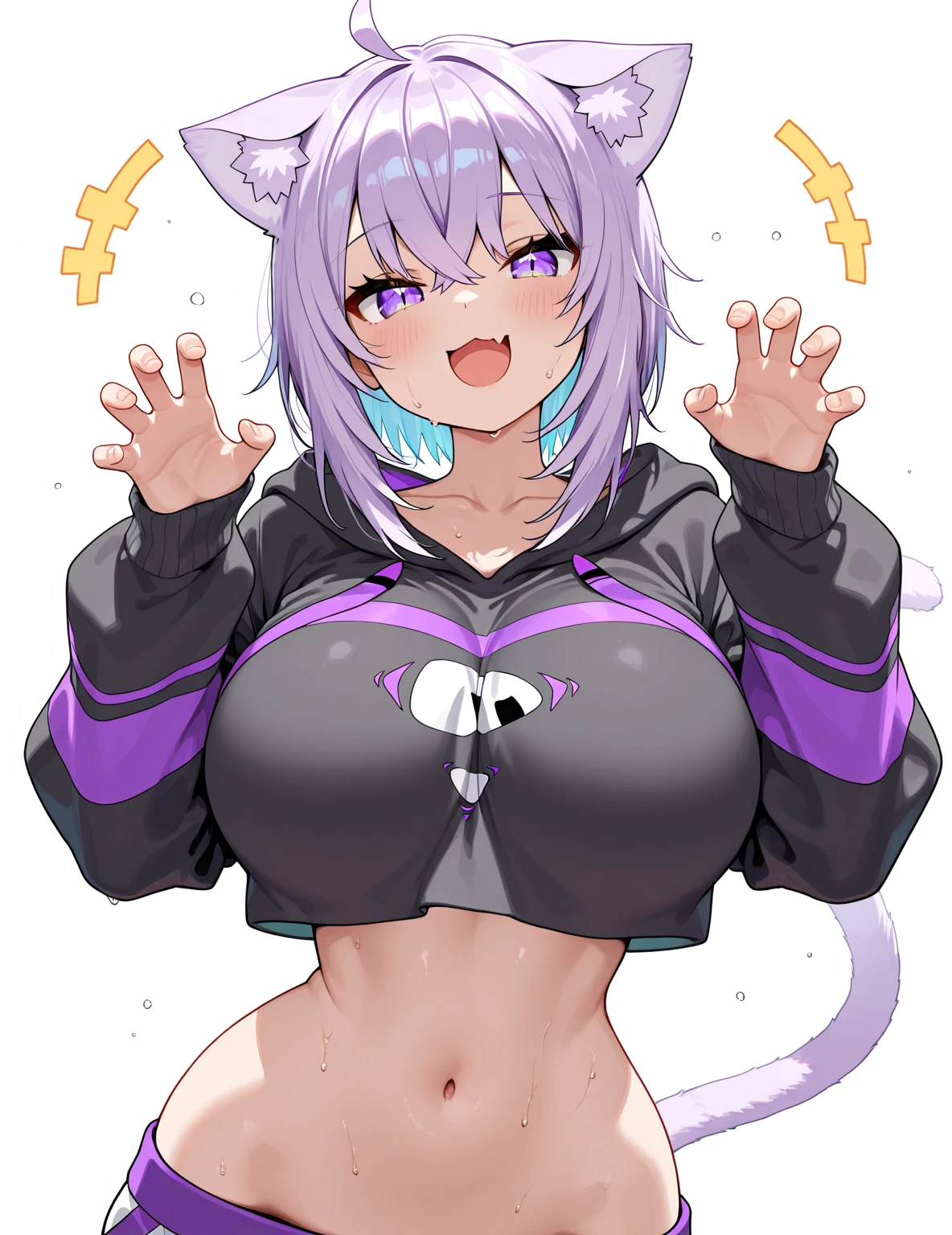 Ultra-high resolution, 8k,high quality,(Ultra-short stature,Gargari body,cowboy shot , ((no hat:1.3))),Slender,Cute hairstyle,(from top),(iridescent light,soft shadow,Anime Painting,thin line drawing),((((super enormous cartoon-like tits,Cat ear hoodie、Girl、)))),