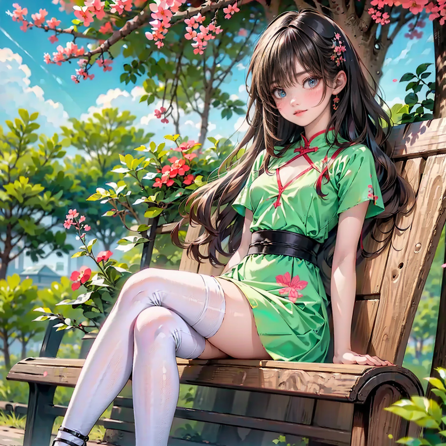 Chica joven, hada, vestida de verde