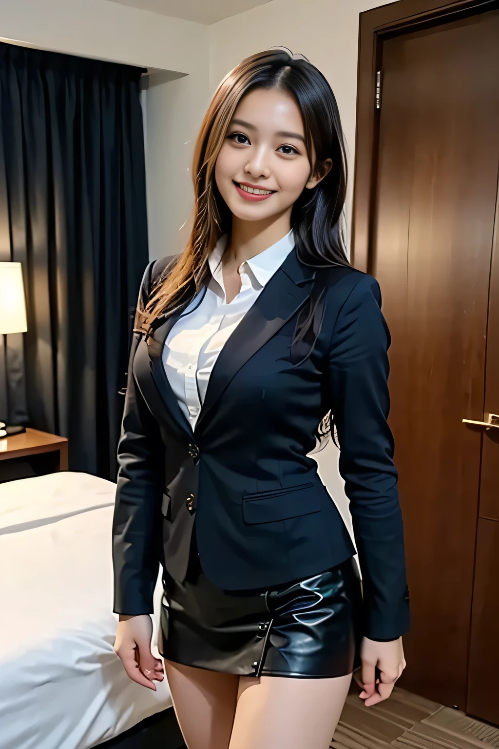 Light brown plaid miniskirt that highlights the thighs