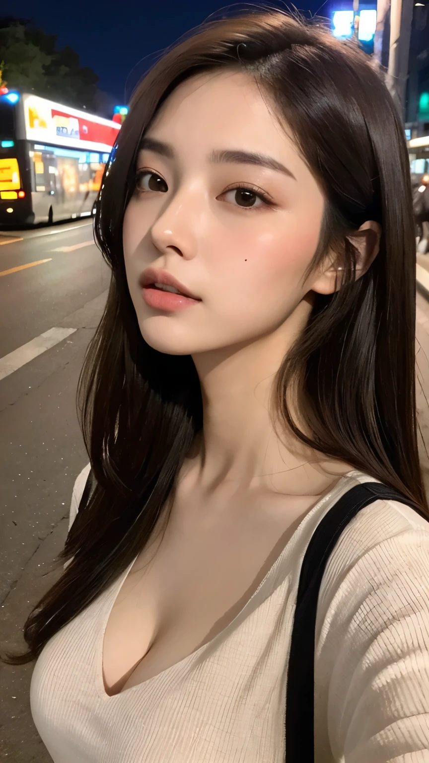 ((Highest quality、8k、masterpiece:1.3))、Sharp Focus:1.2、Beautiful woman with perfect body:1.4、Slim abdomen:1.2、((Layered Haircut、Big Breasts:1.2))、(No bra) (Small beautiful hard nipples) (Thin, damp buttons up to shirt length:1.1)、(rainで濡れた白いシャツ)、(rain、street:1.2)、Wet body:1.1、Highly detailed face and skin texture、 Detailed eyes、double eyelid、