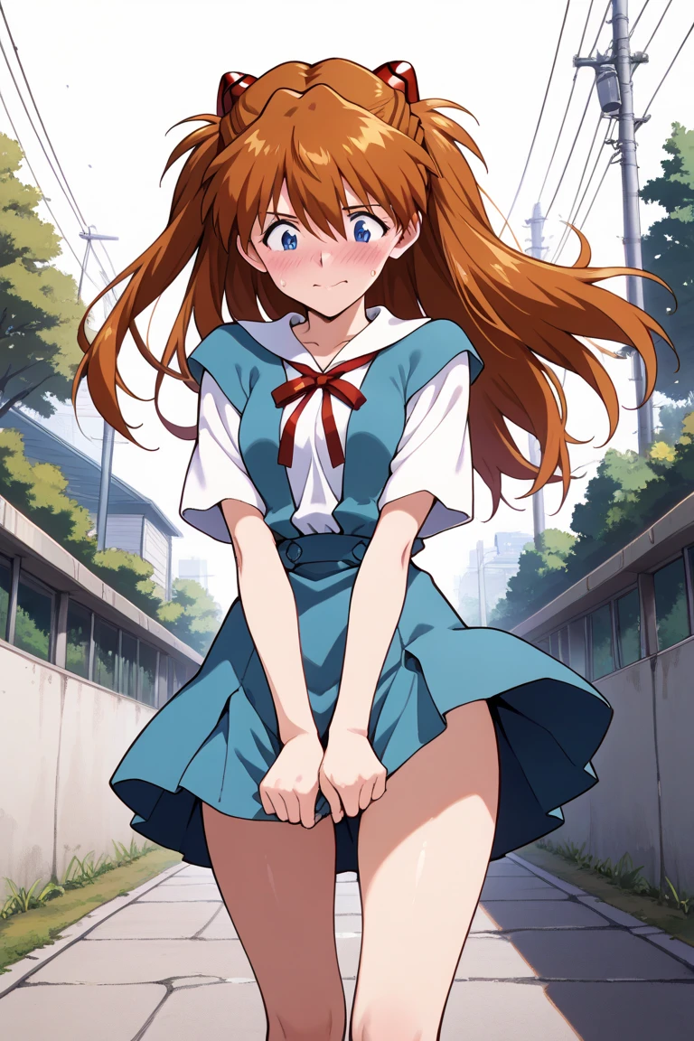 Momomi,Seraphim, Green Shirt, skirt,One girl, Pause, Shooting from below,White panties,Wind from below, Outdoor,School