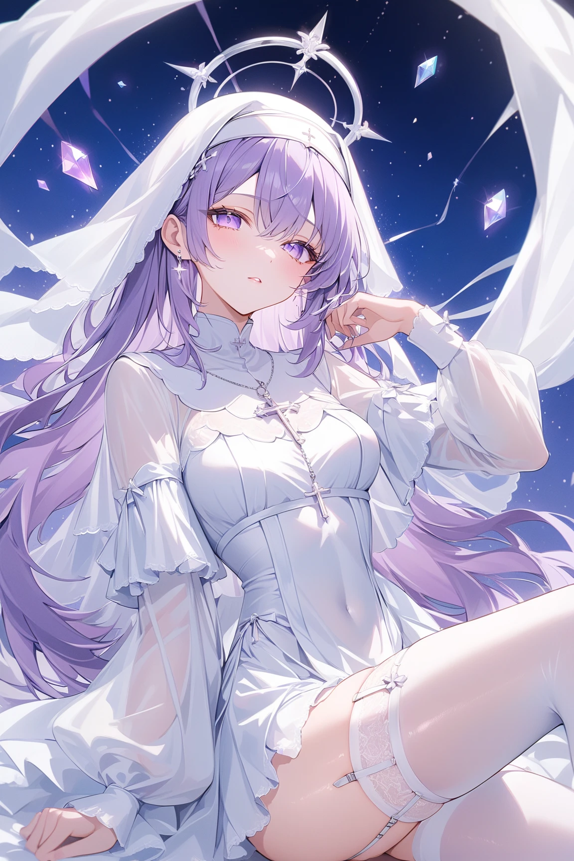 (Sweat:0.7),light wedding dress,white skirt,Miss,((shylily)), ,delicate face, pretty face,bare shoulders,Shoulders slightly exposed,translucent skin, High resolution,Bokeh,Excellent details