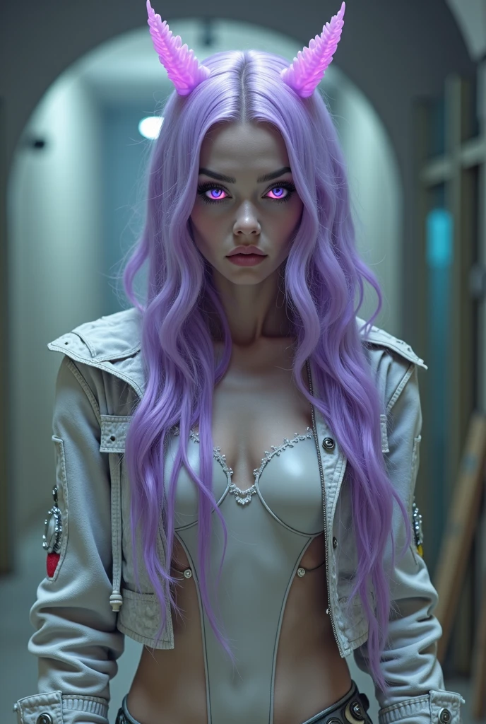 (((soft lunar lighting, from above, in the rays of the moon, moonlight, lunar column of light))), (((blade runner 2047 1.1 stylization))), ((( selfie 1.1))), (( ( neon raindrops ))), (((futuristic city))), (((neon rain 1.1))), (((ultrasound Gama))), ((( ultramarine tones))), (((ultraviolet rain) )), (((panorama ))), (((fisheye lens))), ((( kaleidoscopic ))), +(((HDMI, HDRI, UDHD) )),((Diffuse effect)), (( volume effect 1.1)), ((Depth of field 1.1)). 1girl, solo, ((white shirt with a high collar 1.1)), ((pants with suspenders 1.1)), ((tie)), ((makeup)), ((earrings)), jewelry, ((choker1.1 )), ((long hair, multicolored hair, purple hair)), nose, purple lips, blue eyes, eyeshadow, collarbone.