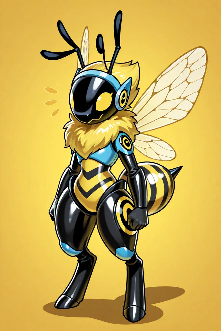 ((sfw)), simplistic, ((robot, beeGirlz:1.1, chestplate, led visor)), standing up, small breasts