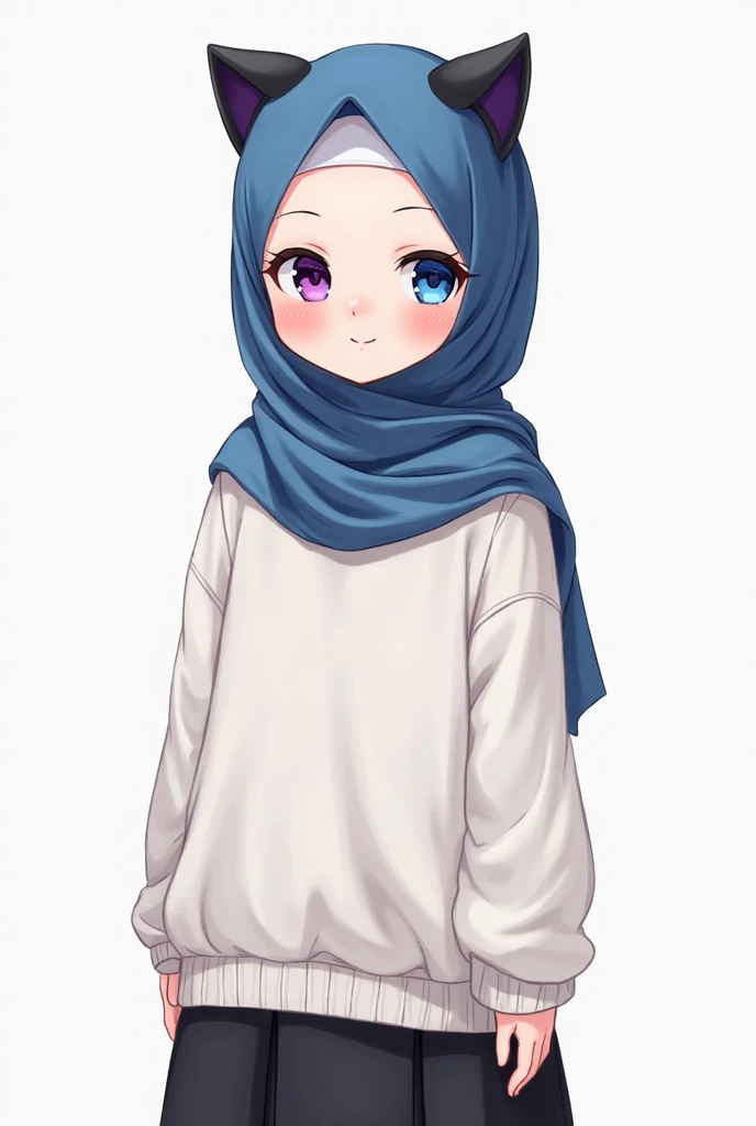 Masterpiece, hd, 1girl, realistic, pink sweater, hijab, wearing backpack, (backpack:1.2), denim pants, macbook, smile