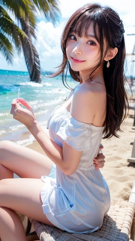 Asian woman in a bold and sexy open-chested through-dress sitting on a ledge near the sea, It's hot with the shining sun, realistic Young Gravure Idol, Young and cute gravure idol, Gorgeous Chinese Model, Trending on cgstation, Young Gravure Idol, Trending on cgstation, Gorgeous Young Korean Woman, Young and sexy gravure idol, Young and skinny gravure idol, Beautiful Asian Girl, Li Zixin