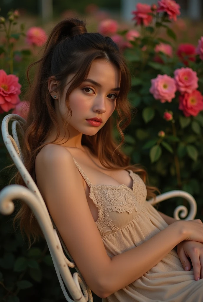 (masterpiece:1.2),best quality,high resolution,unity 8k wallpaper,(illustration:1),perfect lighting,photo_\(medium\),photorealistic,realistic,RAW, analog, Nikon Z 85mm, award winning glamour photograph,((best quality)), ((masterpiece)), ((realistic)), 18th century, vintage image, gorgeous French woman wearing, lace dress and corset, wearing a crown, 25 year old, (long brown hair), hazel eyes, small perky breasts, sitting outside at a Paris caf, eiffel tower in background, , ((small breasts)), innocent, flower pedals in the air, (freckles:0.6), intricate details, highly detailed, sharp focus, professional, 4k, spring flowers blooming, god rays, hand model, stunning blue eyes, , delicate, innocent,highres, detailed facial features, high detail, sharp focus, smooth, aesthetic, extremely detailed, photo_\(ultra\), photorealistic, realistic, post-processing, max detail, roughness, real life, ultra realistic, photorealism, photography, 8k uhd, photography, SEMI-SILHOUETTE light, russian face