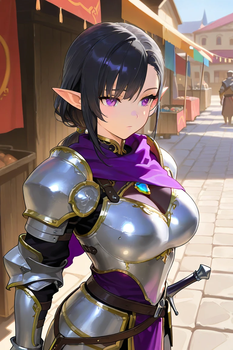 Masterpiece, (flat black background:1.2) solo, detailed face, intricate iris, thick lips, robot girl, (gold and white skin), realistic illustration of a (cyborg girl), (RED eyes), IvoryGoldAI, (freckles),(holding BREATHTAKING:1.2), (gold and white armor:1.2), (looking at viewer:1.2), parted lips, standing straight symmetrical, looking at viewer, lustful smirking smile face red blushed red cheeks, thick thighs, thigh highs, thigh, boots, armor, armored boots, full body armor, bikini armor, big breastplate, pauldron, bracers, leather black choker, tiger claws gloves, short bob white haircut, helmeted, metal shoulders, red long loincloth, longest blue cape reach to the waist, shackles and chains wristbands