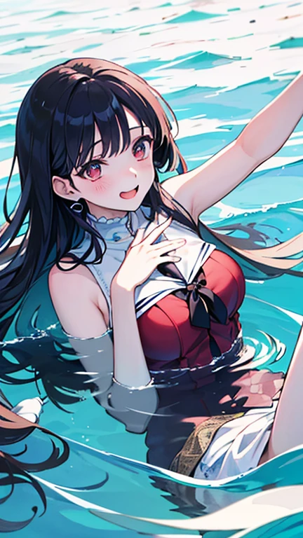 Masterpiece, Hu Tao, detailed eyes, ultra detailed, pool background, swimsuit, sweeting