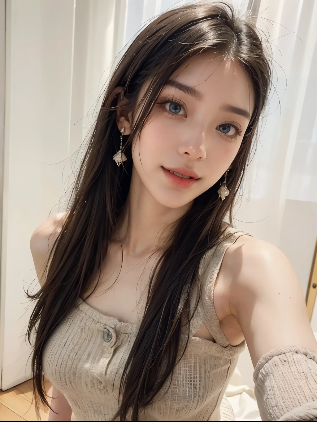 ((Highest quality, 8k, masterpiece: 1.3)), sharp: 1.2, Perfect Body Beauty: 1.6, ((Layered Hairstyles, Small breasts: 1.0)), ((forest)), (((Rough ponytail))), ((Nipple swelling)), ((Sheer asymmetrical lace dress)), ((Off-the-shoulder dress)), ((Not a white dress)), ((necklace)), Earrings, ring, Bracelet, Hair Accessories, ((Beautiful young woman in her 20s)), ((Straight nose)), (Eyeliner), Armpit Hair, Bristles, ((Beautiful Skin)), ((Sitting on a chair with legs aligned)), Wavy Hair, Beautiful attention to detail, Super detailed, Highly detailed face and skin texture, fine grain, double eyelid, Black Hair, Big Ass, Lower Body, Thighs, (((Skinny))), Wet and shiny lips, smile, Blushing, Get a grip on your body, ((Anatomically correct human body)), ((Crisp body shape)), Ribs, clavicle, Protruding skeleton, A face without nasolabial folds, Shyness, Thin eyebrows