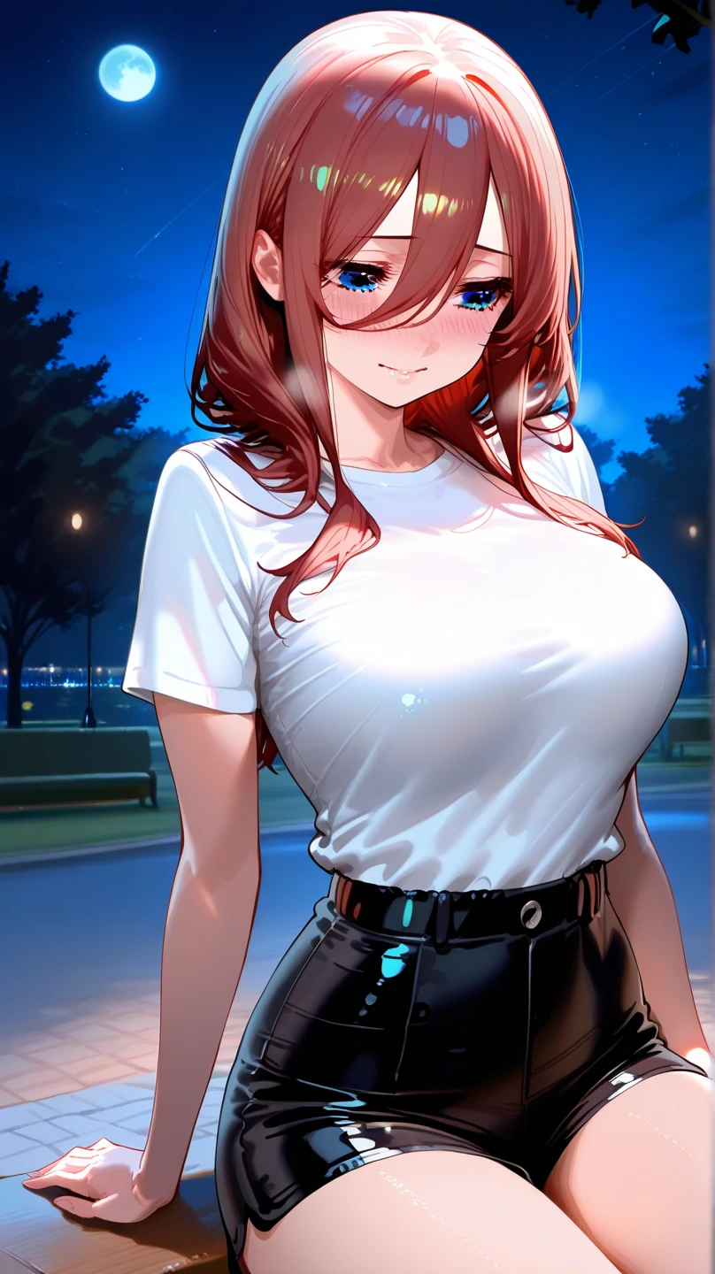 (girl wearing a sweater)、(Redhead)、青い目をしたAnime女の子、(Huge boobs), ((A loose knit sweater:1.4)), (hot pants:1.2),魅力的なAnime女の子, Anime女の子 con pelo largo, 美しいAnime女の子, かわいいAnime女の子, Anime女の子, かわいいAnime女の子, 最高のAnime女の子, Moe anime art style, visual anime of a cute girl, 肖像画のAnime, Anime, 魅惑的なAnime, (Anime), 若いAnime、Yellow star hair ornament