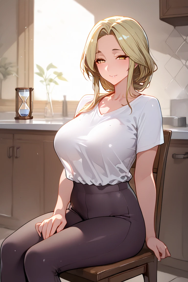 score_9, score_8_up, score_7_up, score_6_up, source_anime, 1girl BREAK <lora:mercedes-pdxl-nvwls-v1:1> defMercie, low-tied long hair, hair over shoulder, large breasts, blue eyes, white sweater, turtleneck, cable-knit sweater, black sweatpants, kitchen, looking at viewer, happy, cookies, plate of cookies