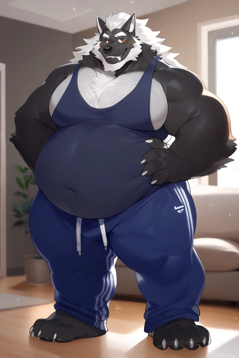 uploaded the e621, beautiful and detailed portrait of a black female (((woman))) anthro panther, kenket, Ross Tran,ruan jia, uploaded to e621, zaush, foxovh, zenematic lighting, seductive, bl, panther, thighighs, big chest, full body, beautiful, messy long hair, black hair, young (18 years old), yellow eyes, Athletic body, kneeling, white Adidas sport wear(see-through by sweating), (spread legs), bedroom, leaning forward, black fur, (((large moving vore belly, gurgling belly effects, large person inside of the stomach is struggling))), ((vore)), burping loudly, (((another anthro panther but male is hugging from behind))), visibly absorbing glowing aura from the prey in her stomach 