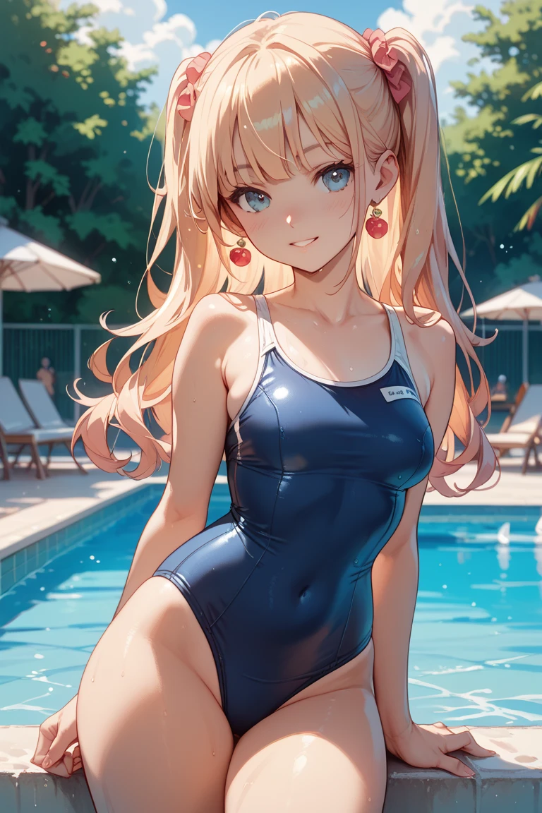 high quality、最high quality、Ultra-high resolution、Slender beauty、All pink swimsuit、Embarrassed look、Pleasant expression、Droopy eyes、crack