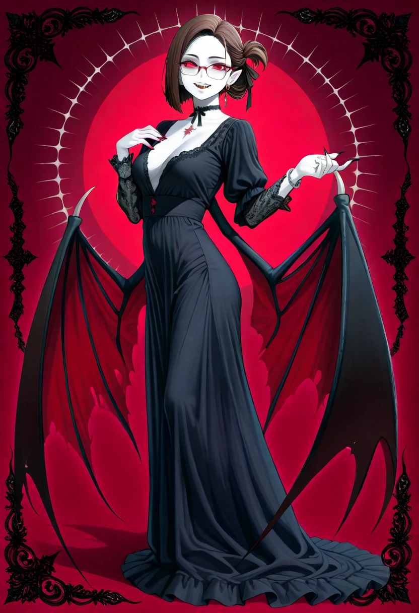 ((Accessories)) ((detailded)) ((well done art)) ((cabelo da Betty Boop)) a woman with short black hair and bright blue eyes, an intimidating gaze, a short black dress, a large bust, dressed in the gyaru Style
