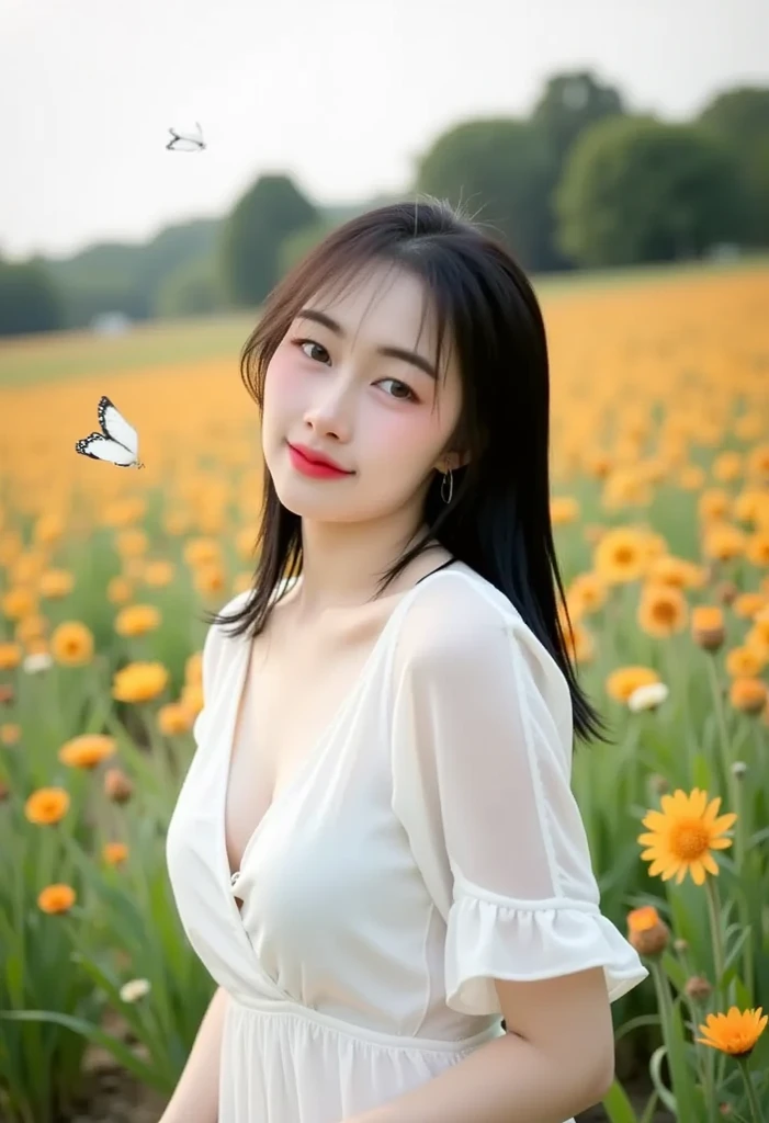 (Best Quality,8K,High resolution:1.2),(Beautiful Realistic Asians:1.4)、(cute Japanese girls:1.4)、(爆乳:1.20),(Glamorous)、Beautiful、夏天、Daughter married to a farmer、25-years old、cool breeze、country road、dark sky、Farm roads、fields、Rice、Professional、The real world、Farm Woman、