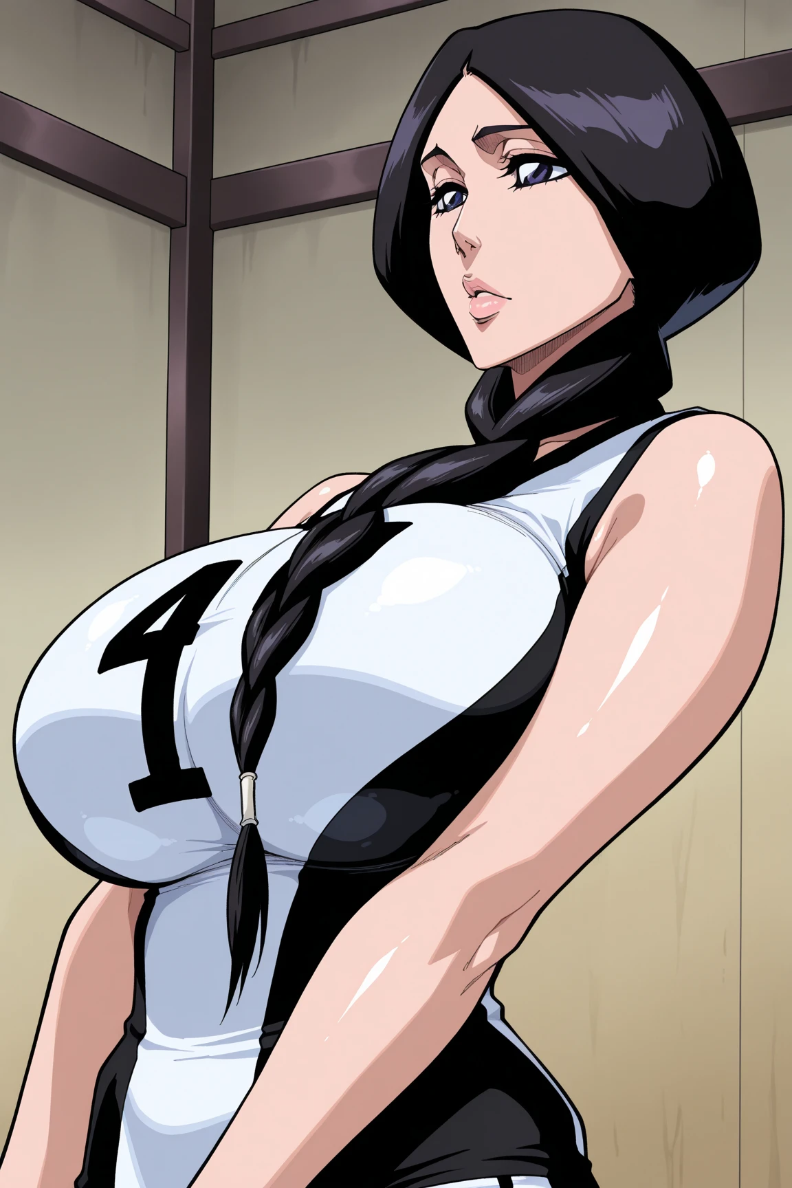 1990s, (masterpiece), high-definition, detailed face, korean girl, abs, (big tits: 1.4) big hips, messy (dark purple and blue hair), orange eyes, grey turtleneck sweater, jacket, (red tight skirt: 1.3), belt, (thong: 1.4), thigh high stockings, boots, fishnet, city, selfie