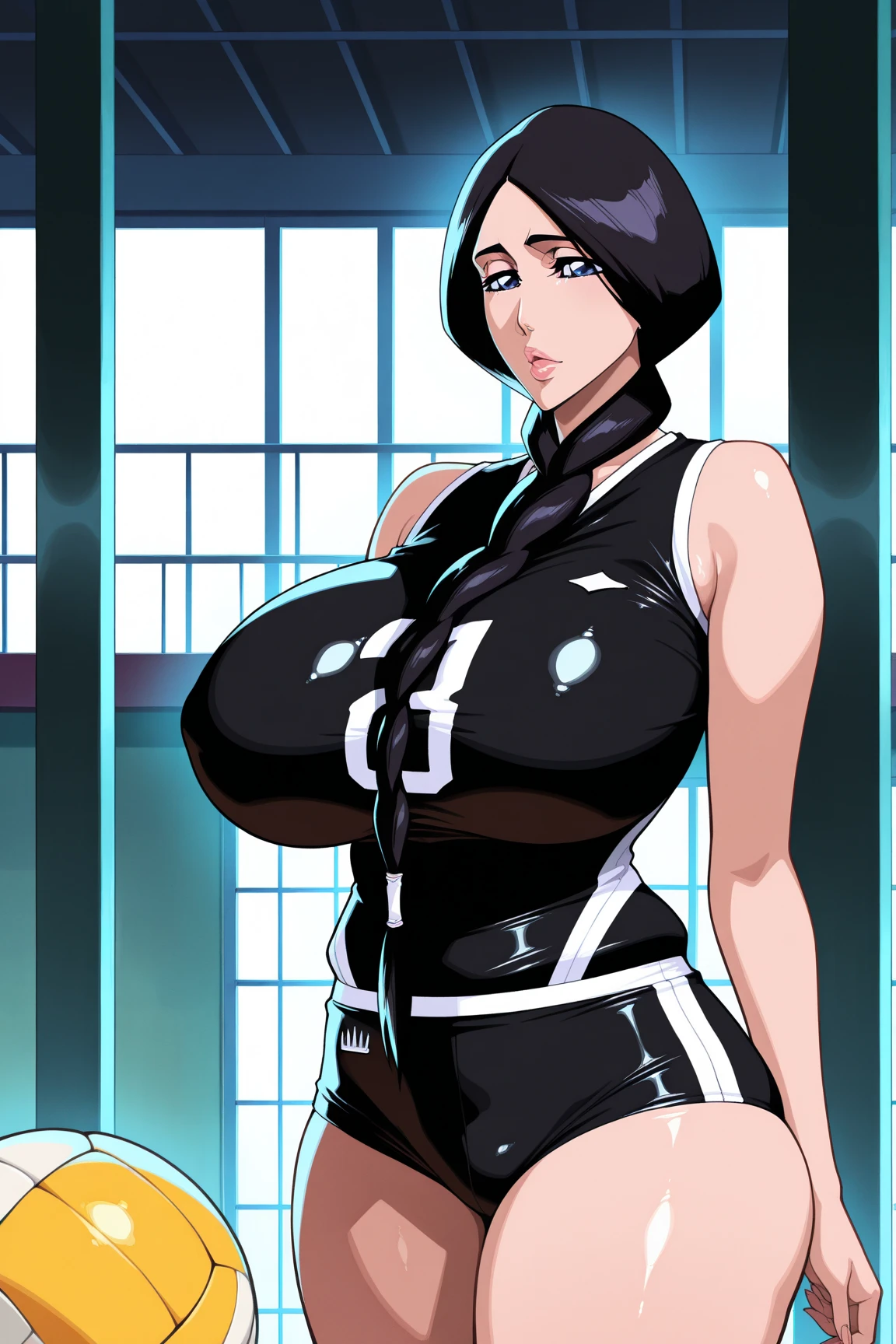 (highest quality:1.2, masterpiece), highres, 8K, Professional Lighting, Cinematic Lighting, (1girl, 1fat man:1.15), realistic & detailed illustration of Kaine, a character of Kingdom, black eyes, (black hair color, low ponytail), ((full nude, naked, bare bodies, armored iron boots)), ((ultra realistic interior of abandoned underground, ultra detailed interior of abandoned underground, in ancient China)), (dark room:1.25, dark atmosphere:1.25), ultra slim waist, thin body, perfect slim body style, (ultra huge breasts:1.3, ultra huge cleavages:1.3, ultra huge tits:1.3, ultra huge boob:1.3), proper figured hands & 5 fingers, front view, (realistic posture of Kaine in stocks pose, detailed scene of paste bodies on cross with wrist cuffs, sexual torture scene, bound body by rope, dark torture room, underground))), dark atmosphere, (nsfw:1.85, sweat bodies:1.55), (close up angle:1.1, zoom up angle:1.1),