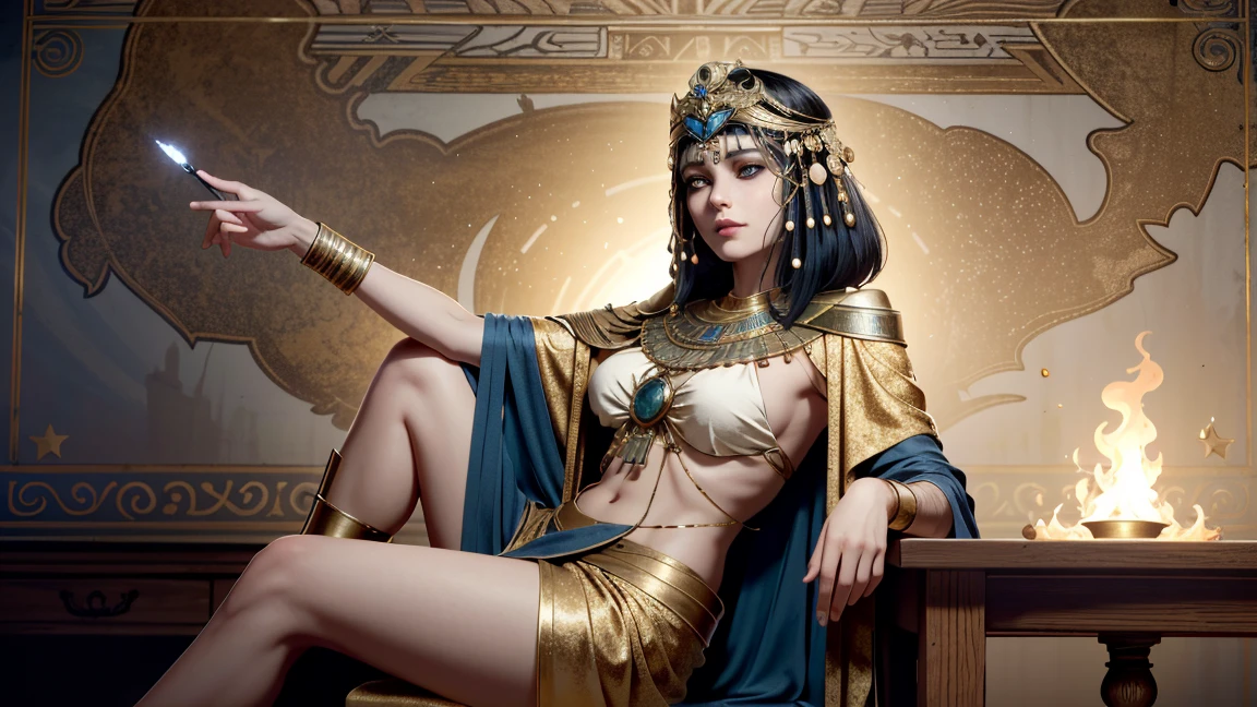 Join the image of Cleopatra with the face of the photo, crie uma imagem realista sem ser um desenho. Nao deforme o rosto.