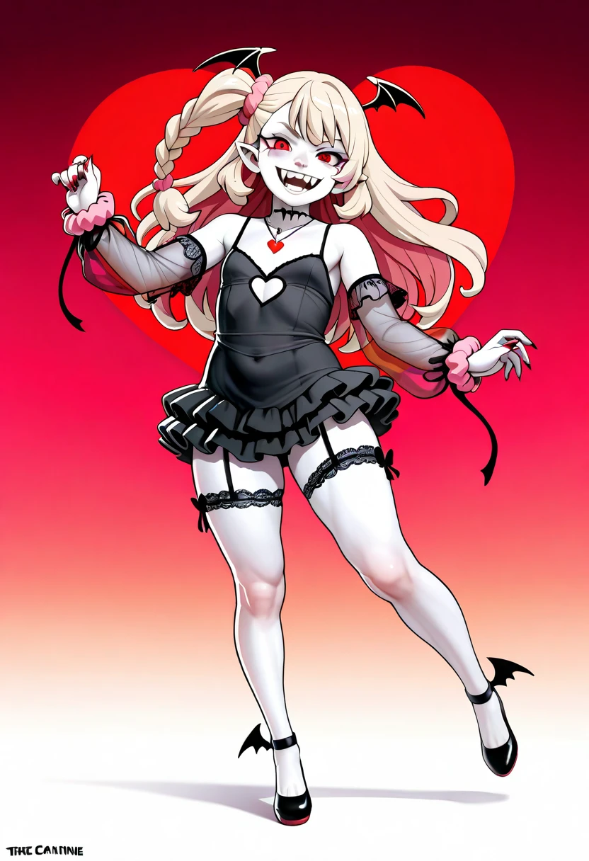 Monochrome, dark red background, a girl, navel exposed outfit, micro bikini, hippie style, rock, stop, sexy pose, bow, winner's gesture, sexy look, exposed skin, cup chest c, golden eyes, blushing, tongue out, full body (from front: 1.3),