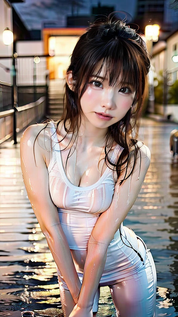 , Beauty, with cows , close up, Blushed face, Crouching, wet, Cat ears,