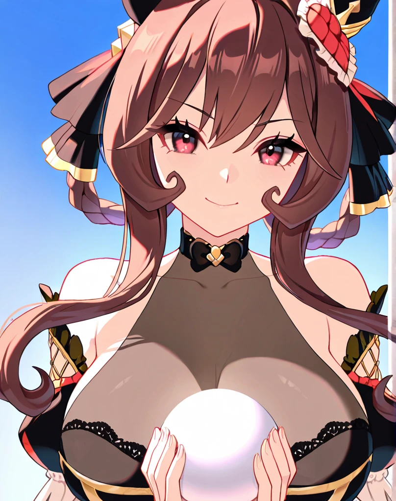 1个Giant Breast Girl, barechested, Animal ear, a purple eye, Brown hair, wings, Alone, long whitr hair, Be red in the face, Cat ears, blossoms, looking at viewert, pigtails, the bow, shift dresses, pink flowers that, the bow, hair adornments, By bangs, catss, hairflower, Animal ear hair, ngel, Virtual YouTuber, blue bow, holding animal, cat woman, plushies